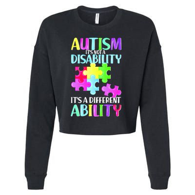 Autism It's Not A Disability It's An Ability Awareness Puzzle Cropped Pullover Crew