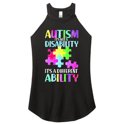 Autism It's Not A Disability It's An Ability Awareness Puzzle Women's Perfect Tri Rocker Tank