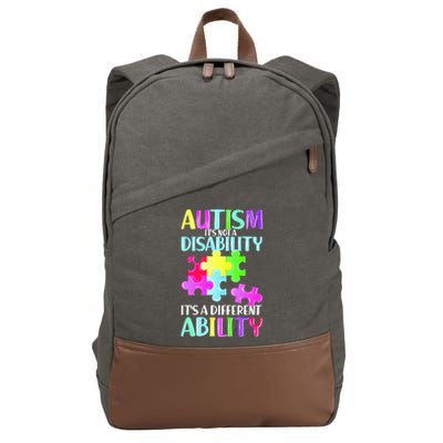 Autism It's Not A Disability It's An Ability Awareness Puzzle Cotton Canvas Backpack