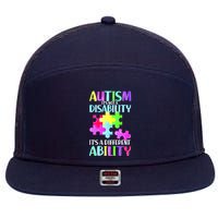 Autism It's Not A Disability It's An Ability Awareness Puzzle 7 Panel Mesh Trucker Snapback Hat