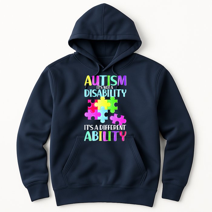 Autism It's Not A Disability It's An Ability Awareness Puzzle Hoodie