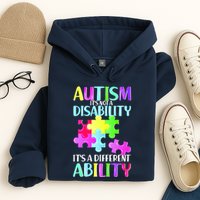 Autism It's Not A Disability It's An Ability Awareness Puzzle Hoodie