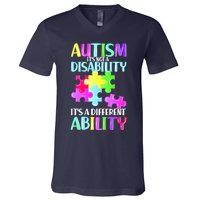 Autism It's Not A Disability It's An Ability Awareness Puzzle V-Neck T-Shirt