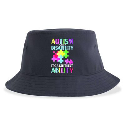 Autism It's Not A Disability It's An Ability Awareness Puzzle Sustainable Bucket Hat