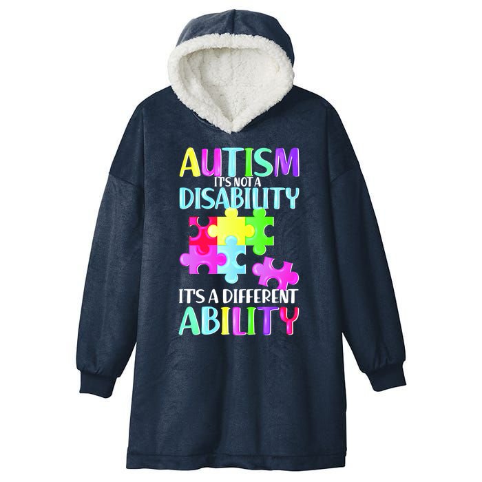 Autism It's Not A Disability It's An Ability Awareness Puzzle Hooded Wearable Blanket