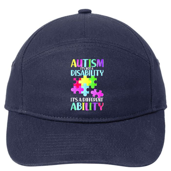 Autism It's Not A Disability It's An Ability Awareness Puzzle 7-Panel Snapback Hat