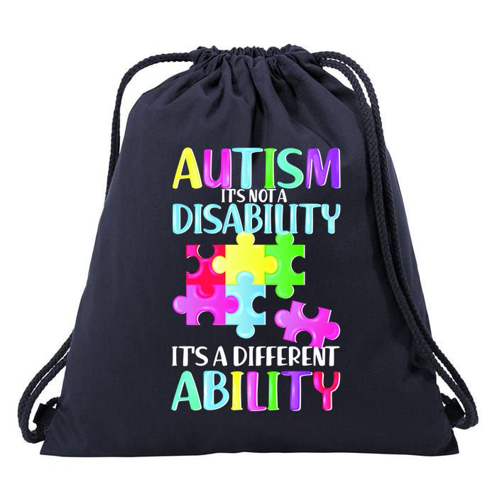 Autism It's Not A Disability It's An Ability Awareness Puzzle Drawstring Bag