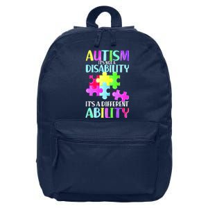 Autism It's Not A Disability It's An Ability Awareness Puzzle 16 in Basic Backpack