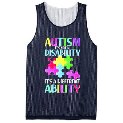Autism It's Not A Disability It's An Ability Awareness Puzzle Mesh Reversible Basketball Jersey Tank