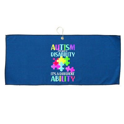 Autism It's Not A Disability It's An Ability Awareness Puzzle Large Microfiber Waffle Golf Towel