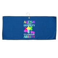 Autism It's Not A Disability It's An Ability Awareness Puzzle Large Microfiber Waffle Golf Towel