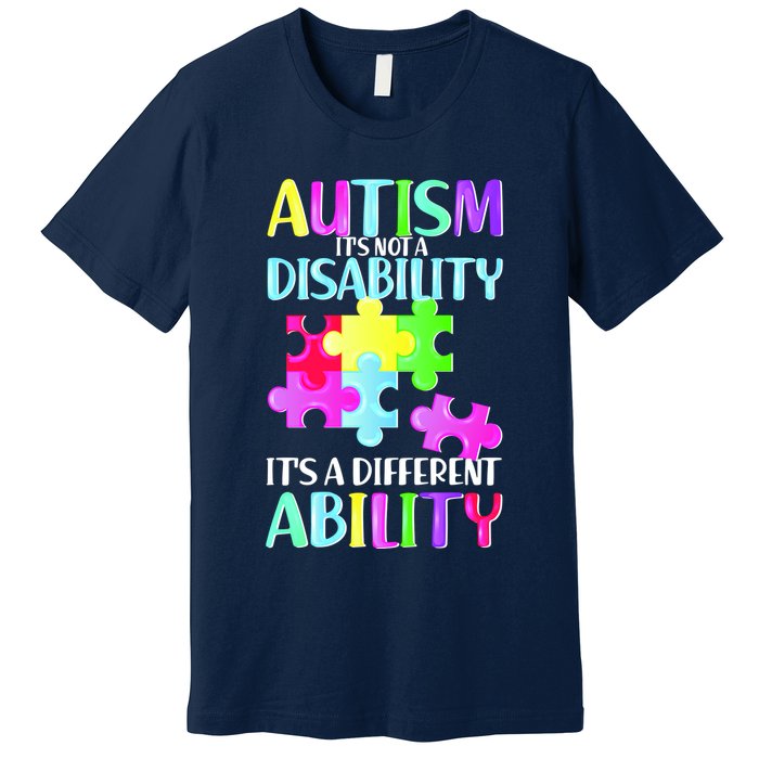 Autism It's Not A Disability It's An Ability Awareness Puzzle Premium T-Shirt