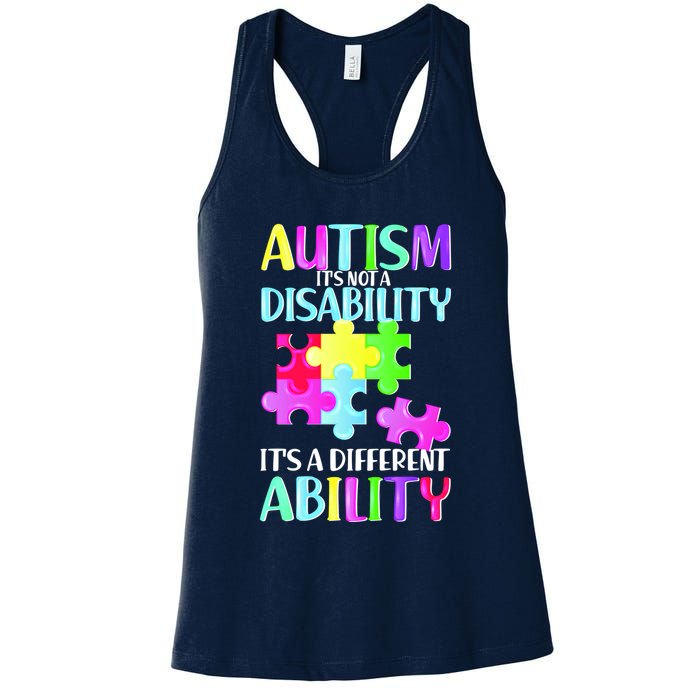 Autism It's Not A Disability It's An Ability Awareness Puzzle Womens Tank Top