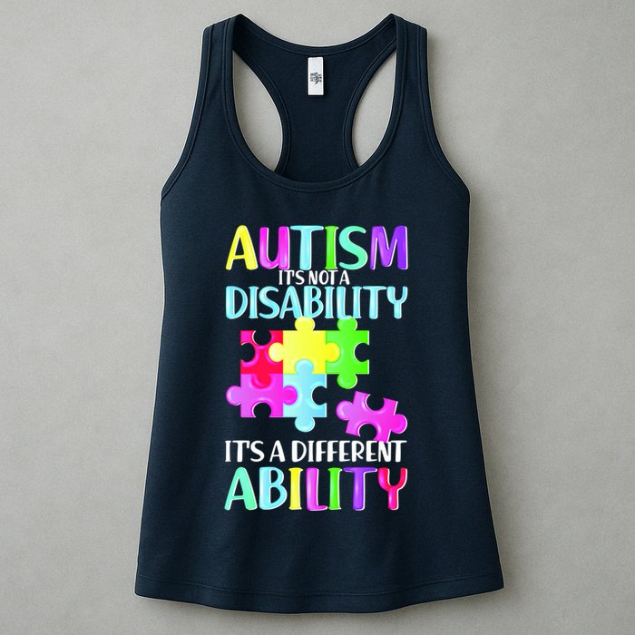 Autism It's Not A Disability It's An Ability Awareness Puzzle Womens Tank Top