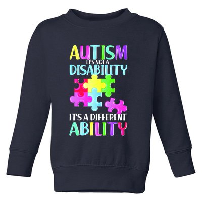 Autism It's Not A Disability It's An Ability Awareness Puzzle Toddler Sweatshirt