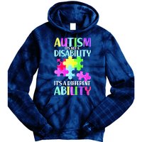 Autism It's Not A Disability It's An Ability Awareness Puzzle Tie Dye Hoodie