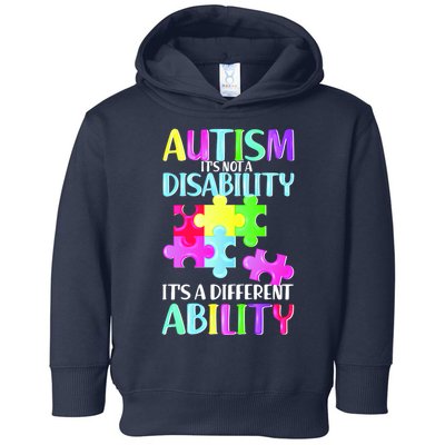 Autism It's Not A Disability It's An Ability Awareness Puzzle Toddler Hoodie