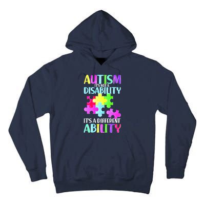 Autism It's Not A Disability It's An Ability Awareness Puzzle Tall Hoodie
