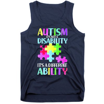 Autism It's Not A Disability It's An Ability Awareness Puzzle Tank Top