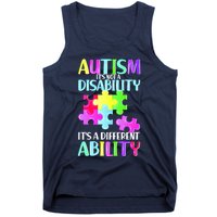 Autism It's Not A Disability It's An Ability Awareness Puzzle Tank Top