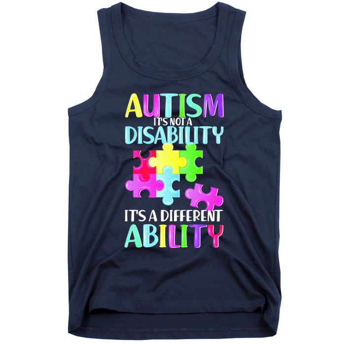 Autism It's Not A Disability It's An Ability Awareness Puzzle Tank Top