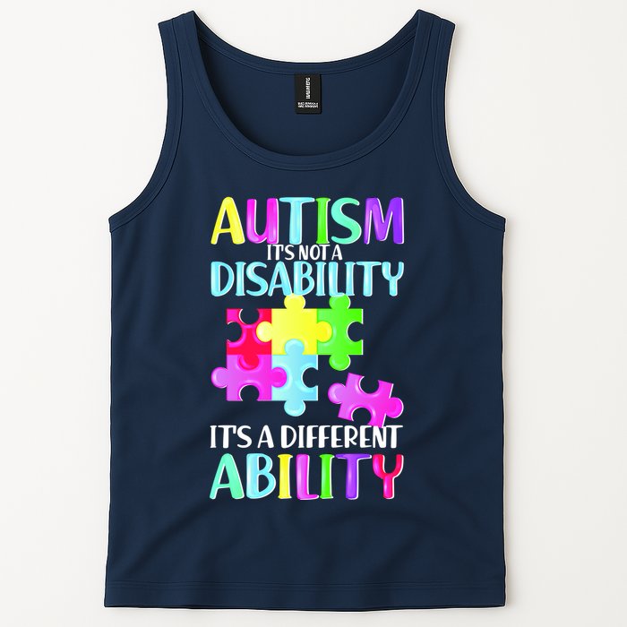 Autism It's Not A Disability It's An Ability Awareness Puzzle Tank Top