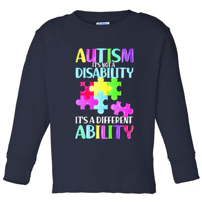 Autism It's Not A Disability It's An Ability Awareness Puzzle Toddler Long Sleeve Shirt