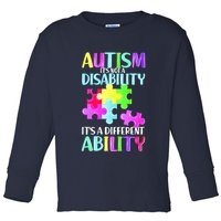 Autism It's Not A Disability It's An Ability Awareness Puzzle Toddler Long Sleeve Shirt