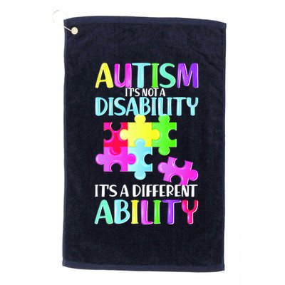 Autism It's Not A Disability It's An Ability Awareness Puzzle Golf Towel