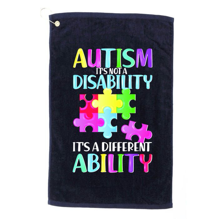 Autism It's Not A Disability It's An Ability Awareness Puzzle Golf Towel