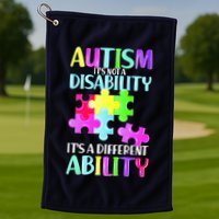 Autism It's Not A Disability It's An Ability Awareness Puzzle Golf Towel