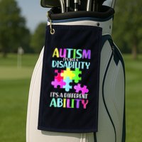 Autism It's Not A Disability It's An Ability Awareness Puzzle Golf Towel