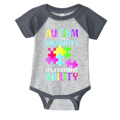 Autism It's Not A Disability It's An Ability Awareness Puzzle Infant Baby Jersey Bodysuit