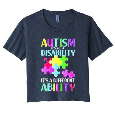 Autism It's Not A Disability It's An Ability Awareness Puzzle Crop Top