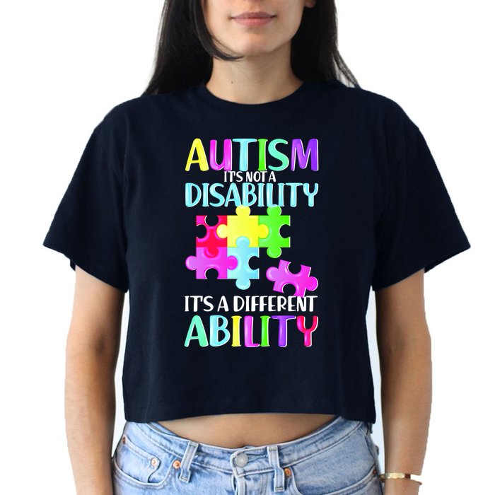 Autism It's Not A Disability It's An Ability Awareness Puzzle Crop Top