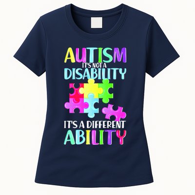 Autism It's Not A Disability It's An Ability Awareness Puzzle Womens T-Shirt