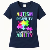 Autism It's Not A Disability It's An Ability Awareness Puzzle Womens T-Shirt