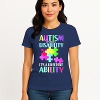 Autism It's Not A Disability It's An Ability Awareness Puzzle Womens T-Shirt