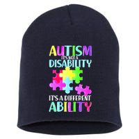 Autism It's Not A Disability It's An Ability Awareness Puzzle Short Acrylic Beanie