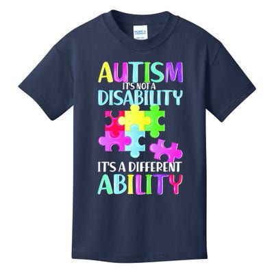 Autism It's Not A Disability It's An Ability Awareness Puzzle Kids T-Shirt