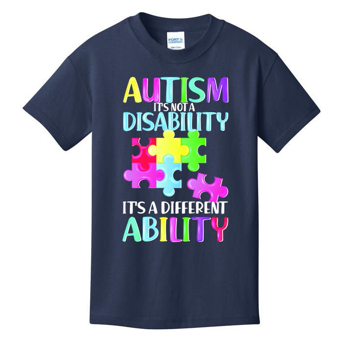 Autism It's Not A Disability It's An Ability Awareness Puzzle Kids T-Shirt