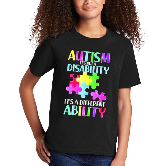 Autism It's Not A Disability It's An Ability Awareness Puzzle Kids T-Shirt