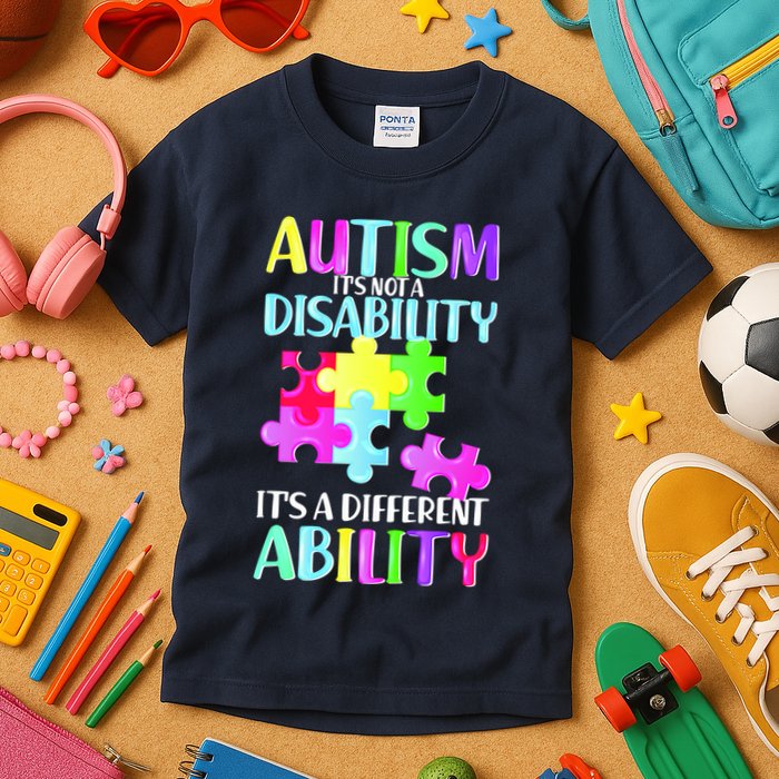Autism It's Not A Disability It's An Ability Awareness Puzzle Kids T-Shirt
