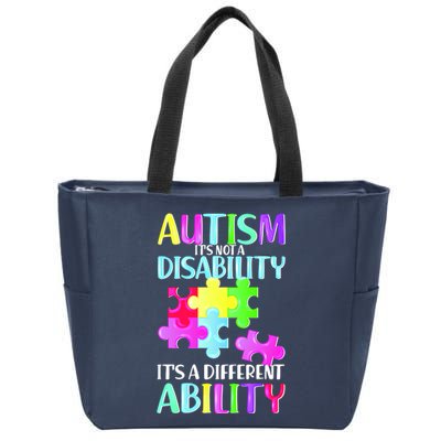 Autism It's Not A Disability It's An Ability Awareness Puzzle Zip Tote Bag