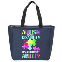 Autism It's Not A Disability It's An Ability Awareness Puzzle Zip Tote Bag