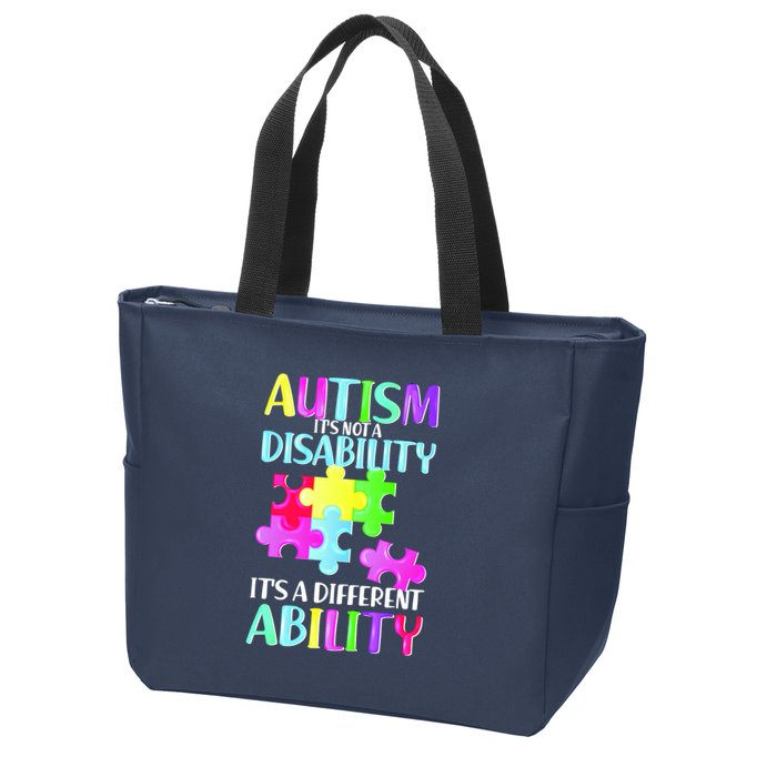 Autism It's Not A Disability It's An Ability Awareness Puzzle Zip Tote Bag