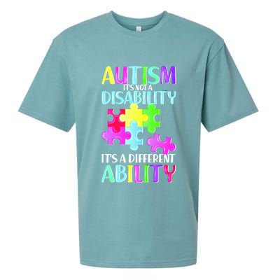 Autism It's Not A Disability It's An Ability Awareness Puzzle Sueded Cloud Jersey T-Shirt