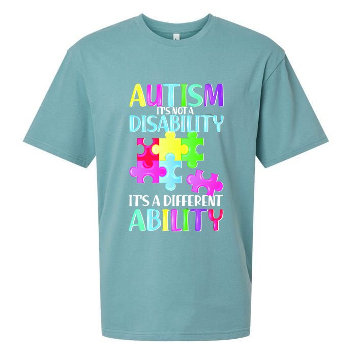 Autism It's Not A Disability It's An Ability Awareness Puzzle Sueded Cloud Jersey T-Shirt