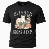 All I Need Is Books & Cats Women Reading Cat Lover Cooling Performance Crew T-Shirt