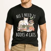 All I Need Is Books & Cats Women Reading Cat Lover Cooling Performance Crew T-Shirt